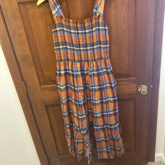 Trovata Birds of Paradis Dolores Plaid Smock Midi Dress Large L - Picture 6 of 12